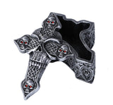 Celtic Skull Ossuary Style Cross Shape Coffin Lidded Trinket Box 6.5 inch L