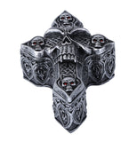 Celtic Skull Ossuary Style Cross Shape Coffin Lidded Trinket Box 6.5 inch L