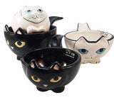 Adorable Ceramic Black and White Cats Nesting Measuring Cup Set of 4