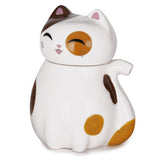 JAPAN COLLECTION Genki Cat Calico Tayo Soy Sauce Oil Vinegar Ceramic Dispenser With Lid Bottle Jar Seasoning Dispenser Kitchen Storage Tools