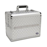 Makeup Train Case 13.5" Aluminum Professional Cosmetic Organizer Box with Adjustable Dividers (Silver)