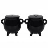 PACIFIC GIFTWARE Blank Black Ceramic Cauldron Salt And Pepper Set
