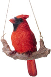 PACIFIC GIFTWARE Hanging Red Cardinal Bird Perching on Branch Resin Figurine Sculpture