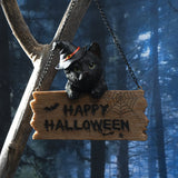 PACIFIC GIFTWARE Happy Halloween 3D Black Kitten Cat Figurine Welcome Sign Door Wall Plaque