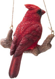 PACIFIC GIFTWARE Hanging Red Cardinal Bird Perching on Branch Resin Figurine Sculpture