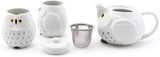 JAPAN COLLECTION Novelty White Owl Family Tea Pot Cup with Infuser Set