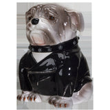 PACIFIC GIFTWARE Punk Rocker Bulldog Styling in a Leather Jacket with Collar Ceramic Cookie Jar