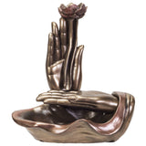 PACIFIC GIFTWARE Eastern Prayer Hands Backflow Incense Burner Resin Figurine Home Decor