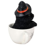 PACIFIC GIFTWARE Halloween Witches's Black Kitten Cat in Tea Cup Collectible Figurine Home Decor