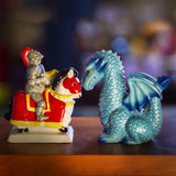 PACIFIC GIFTWARE Knight on Horse & Dragon Ceramic Salt and Pepper Shakers Set