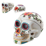 PACIFIC GIFTWARE Day of The Dead Themed Skull Hand Painted Resin Ashtray, Yellow