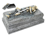Skeleton Swordsman Tomb Resin Stash Box 8 Inches Long