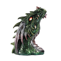 Medieval Times Green Dragon Wall Plaque With LED Illuminated Eyes Sculpture Plaque Home Decor