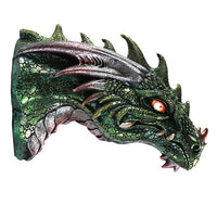 Medieval Times Green Dragon Wall Plaque With LED Illuminated Eyes Sculpture Plaque Home Decor