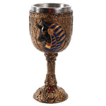 Egyptian Anubis God of Underworld Golden Wine Goblet Stainless Steel Liner 7oz