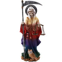 Santa Muerte Saint of Holy Death Standing Religious Statue 10 Inch Seven Powers (Rainbow)