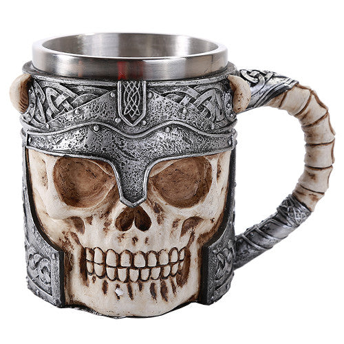 Warrior Helmet Skull Beer Stein Tankard Skulls Gothic Decor Gift 13oz