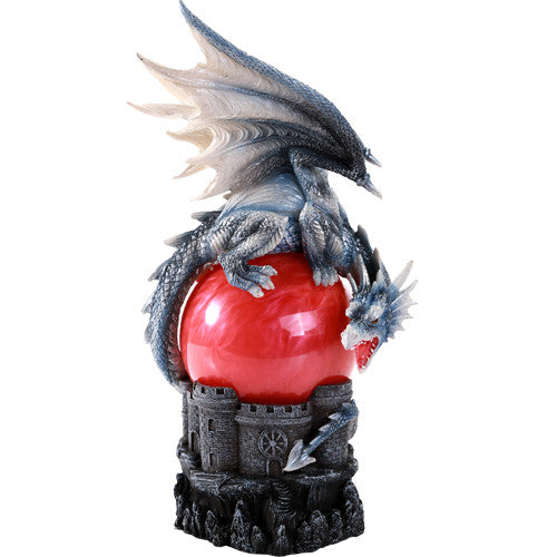 Guardian Dragon Perched On Red Sand Storm Ball Collectible Sound Activated