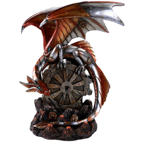 Steampunk Inspired Mechanical Gearwork Dragon Sculpture 10 Inch