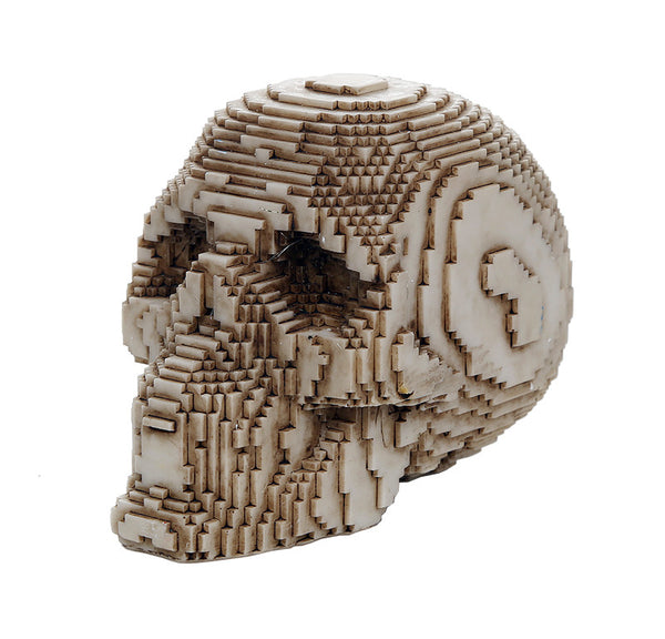 3D Pixelated Skull Collectible Desktop Figurine Gift 4 Inch