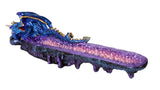 Blue Dragon on Amethyst Gemstone Quartz Stick Incense Burner Medieval Fantasy 10.75 Inch L