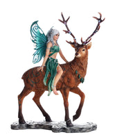Decorative Companion Fairy Ayala with Stag Collectible Decorative Statue 9.5H
