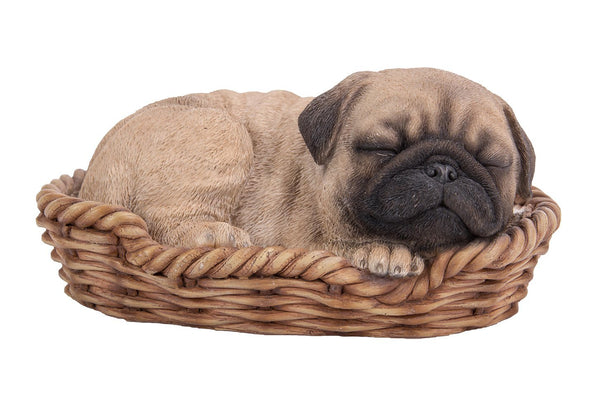 Pug Puppy in Wicker Basket Pet Pals Collectible Dog Figurine 6.5 Inches L …