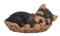 Yorkie Puppy in Wicker Basket Pet Pals Collectible Dog Figurine 6.5 Inches L …