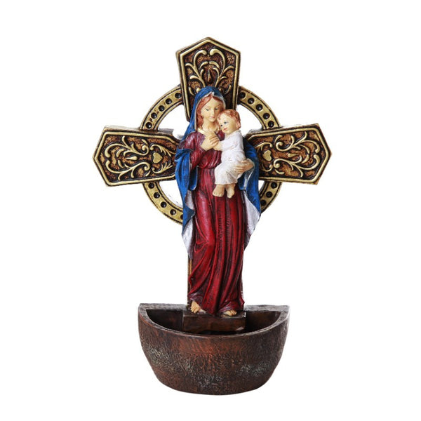 Madonna and Child Holy Water Font Religious Sacrament Wall Decor 6.75 inches