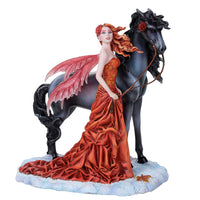 Rose Echoes Fairy with Black Horse Figurine by Nene Thomas Art Inspiration Official Licensed Collectible 10 Inch Tall