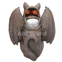 Vampire Winged Red Eye Standing Cat Gargoyle Candle Holder Statue Figurine Gothic Myth Fantasy Sculpture Decor