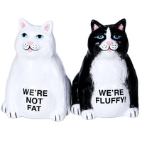 Fluffy Fat Cats Ceramic Magnetic Salt and Pepper Shaker Set
