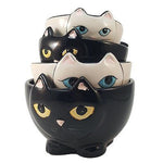 Adorable Ceramic Black and White Cats Nesting Measuring Cup Set of 4