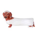 Adorable Wedding Couple Bride and Groom Doxie Dachshund Figurine Cake Topper