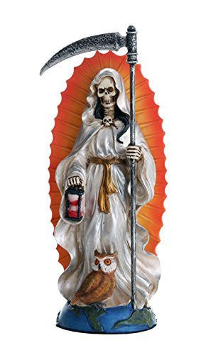 Santa Muerte Saint of Holy Death Standing Religious Statue 7.25 Inch White Tunic Purification Santisima Muerte Sculpture