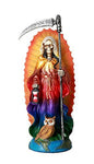 Santa Muerte Saint of Holy Death Standing Religious Statue 7.25 Inch Rainbow Tunic Seven Powers Santisima Muerte Sculpture