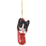 Kitten Ornament In Holiday Sock Decorative Holiday Festive Christmas Hanging Ornament