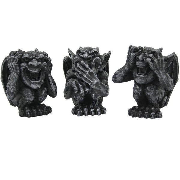 Funny and Amusing See No Evil, Speak No Evil, Hear No Evil Goblin Gargoyles Collectible Figurine Set