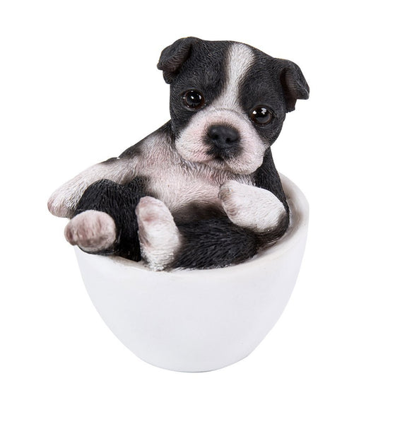 Boston Terrier Adorable Mini Teacup Pet Pals Puppy Collectible Figurine 3.25 Inches