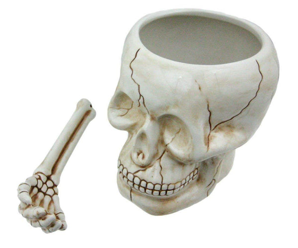 Skull Head Bowl Cup with Bone Spoon