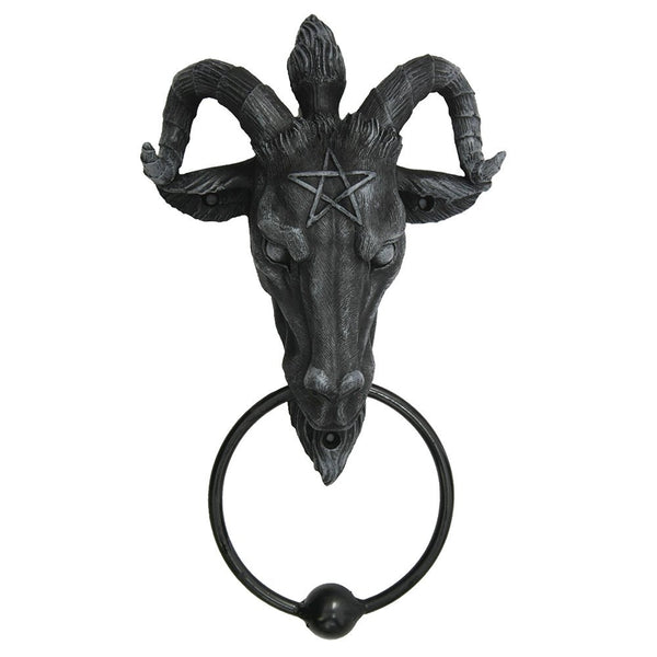 Baphomet Head Lucifer Satanic Demon Goat of Mendes Pagan Occult Door Knocker Halloween Decor Figurine 9 Inch Tall
