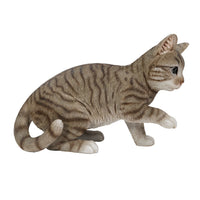 Realistic Grey Tabby Cat Kitten Collectible Figurine Amazing Detailed Glass Eyes Hand Painted Resin Life Size 10 inch Shorthair Figurine Perfect for Cat Lover Collectible