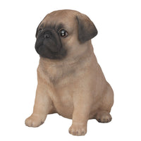 Adorable Seated Pug Puppy Collectible Figurine Amazing Dog Likeness Hand Painted Resin 6.5 inch Figurine Great for Dog Lovers Tabletop Decor