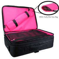 Kiota Makeup Bag 3 Layers Portable Cosmetic Travel Case With Brush Holder And Adjustable Dividers