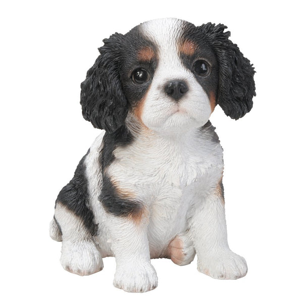 Adorable Seated King Charles Spaniel Puppy Collectible Figurine Amazing Dog Likeness Hand Painted Resin 6.5 inch Figurine Great for Dog Lovers Tabletop Decor