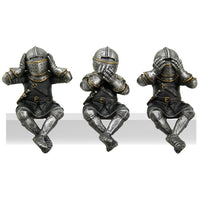 Medieval Knights See No Evil Speak No Evil Hear No Evil Whimsical Funny Knights Shelf Sitters Collectible Set