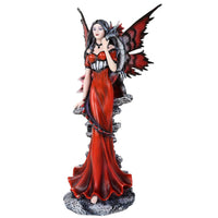 Auspicious Red Dragon Fairy With Fantasy Dragon Collectible Figurine 12.25 Inch Tall
