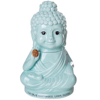 Meditation Buddha Happiness Inside Ceramic Cookie Jar Functional Kitchen Decor 8 Inch Tall