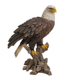 Realistic Looking Majestic Bald Eagle On Stump Statue Detailed Sculpture Amazing Likeness Life Size Scale Resin Sculpture Hand Painted Statue Indoor Outdoor Decor