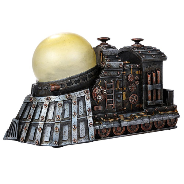 Steampunk Thermal Steam Engine and Light Source Powered Locomotive Train Collectible Sci Fi Fantasy Figurine with Color Changing LED Lights Battery Operated 9.5 Inches Long
